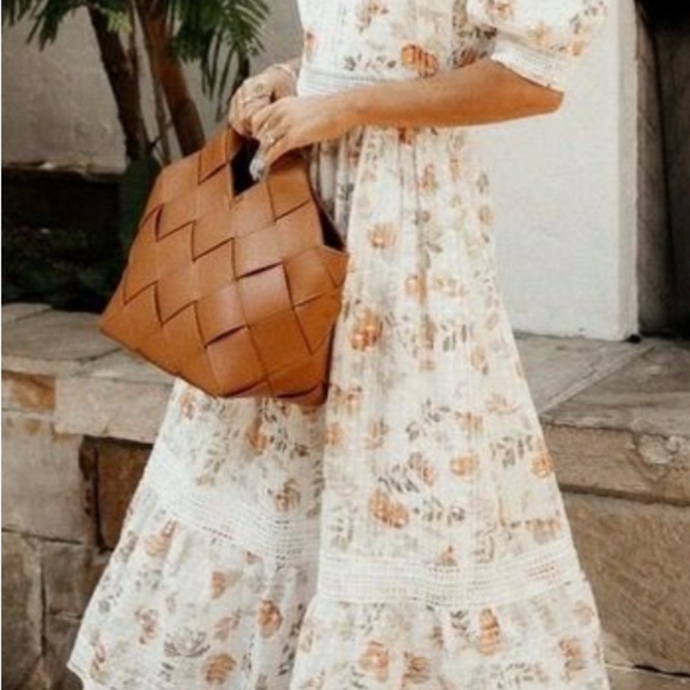 Cream Tiered Maxi Sundress with Square Neck